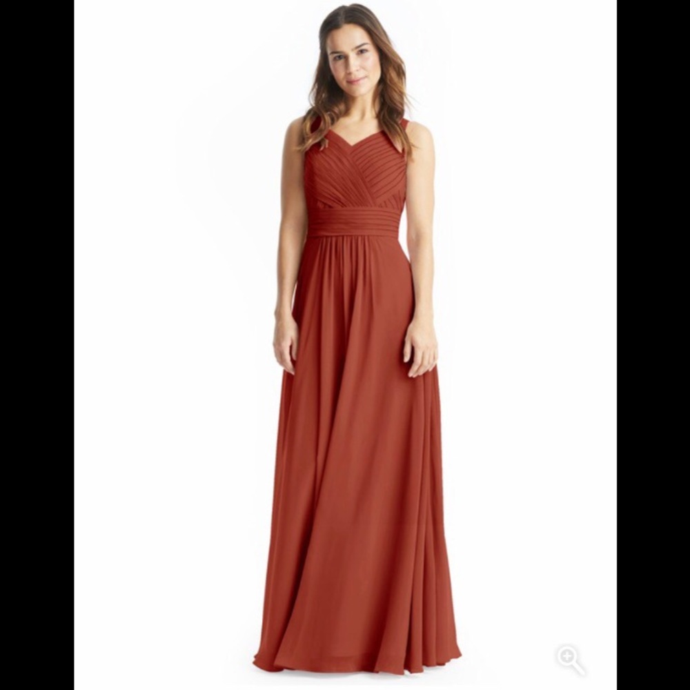 Azazie Pierrette Bridesmaid Gown, Size 4, Rust